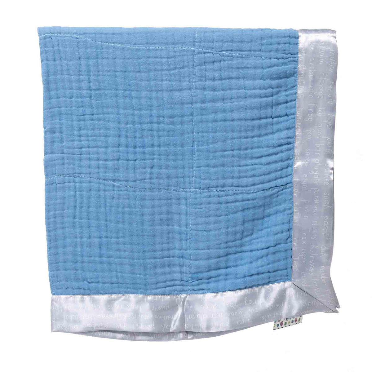 Organic Cotton Gauze Animal List Satin Trim Baby Blanket - Fabric Junkies