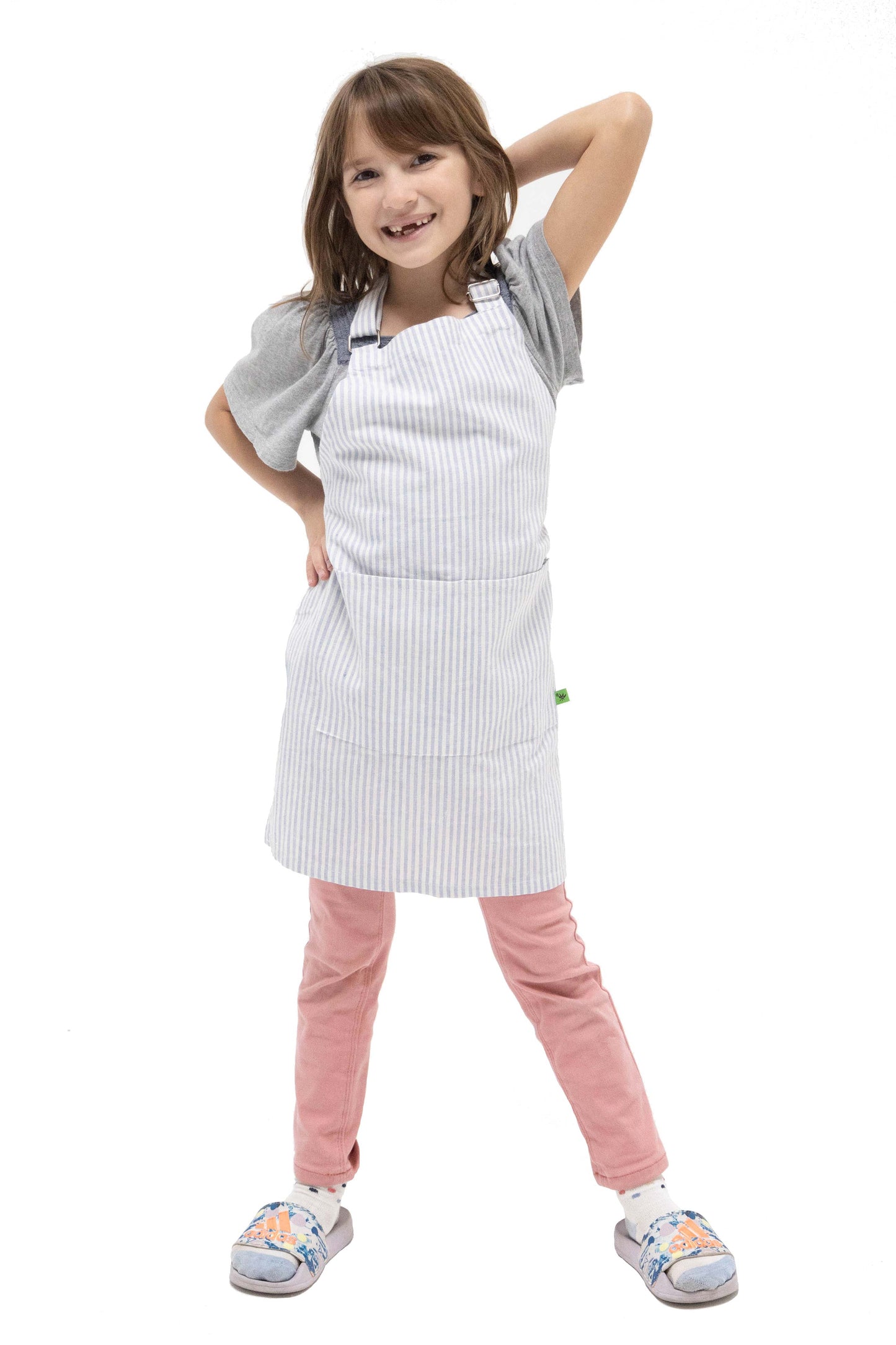 Cabin Measures - Blue Ticking Stripe Linen Children’s Apron