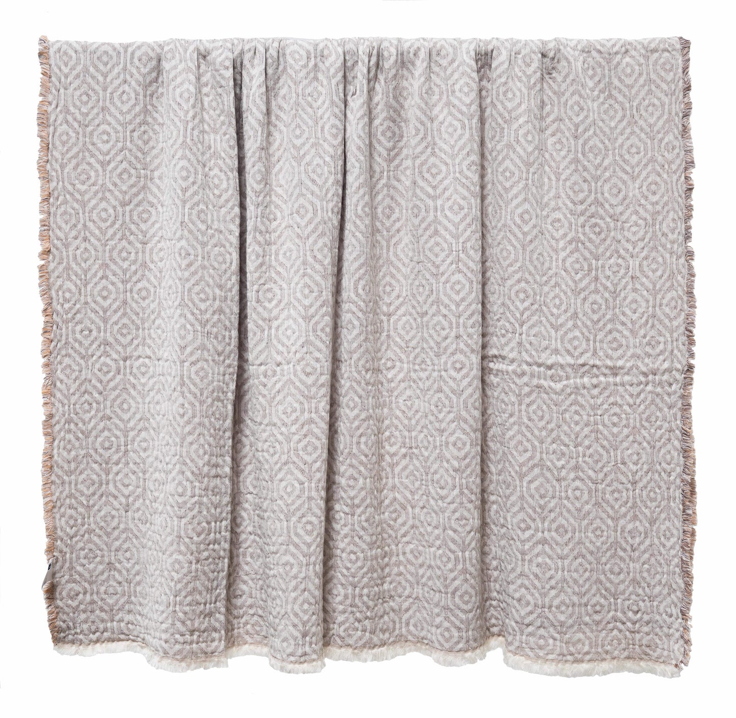 Reversible 100% Cotton Gauze Matelasse Blanket - SAND - Fabric Junkies