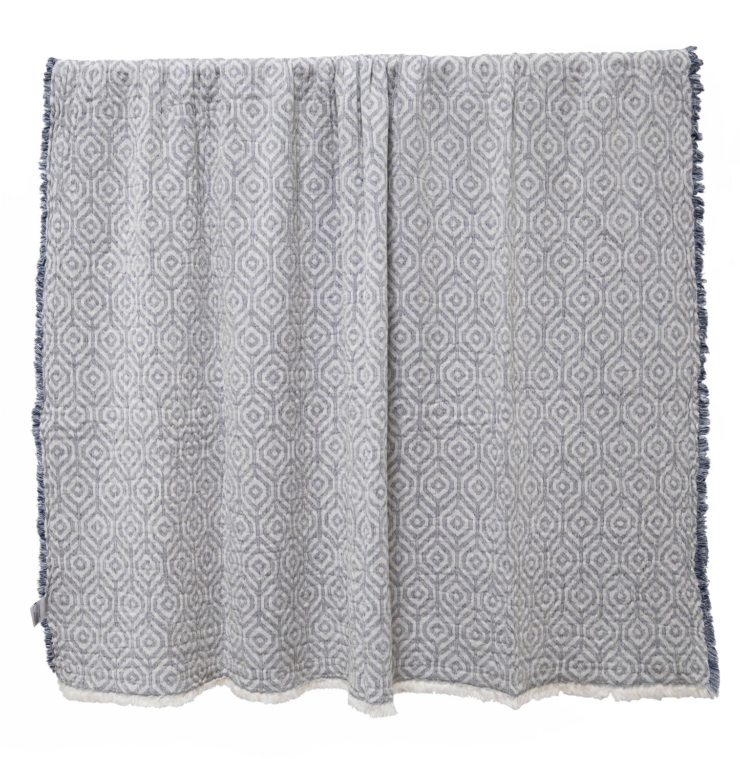 Reversible 100% Cotton Gauze Matelasse Blanket - NAVY - Fabric Junkies