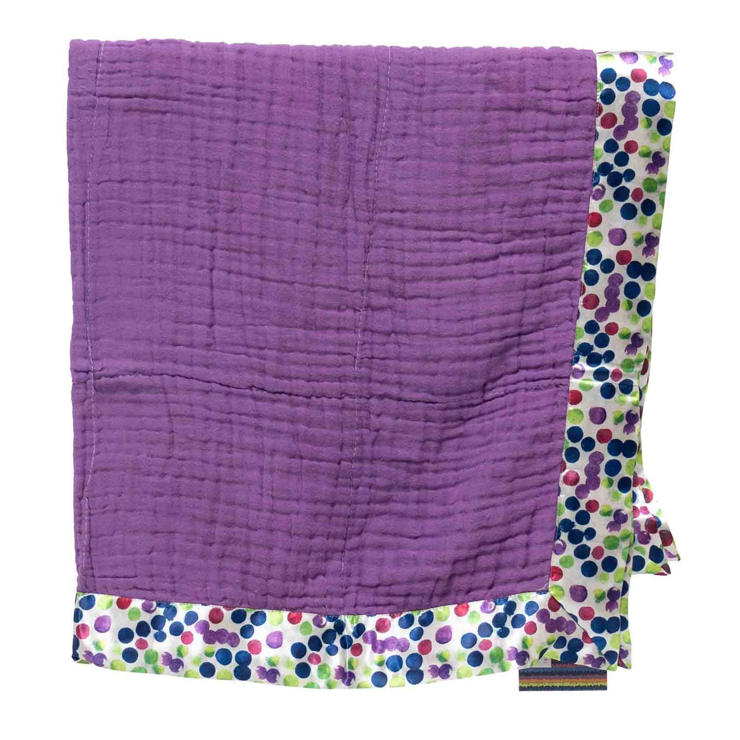 Organic Cotton Gauze Polka Dot Satin Trim Baby Blanket - Fabric Junkies