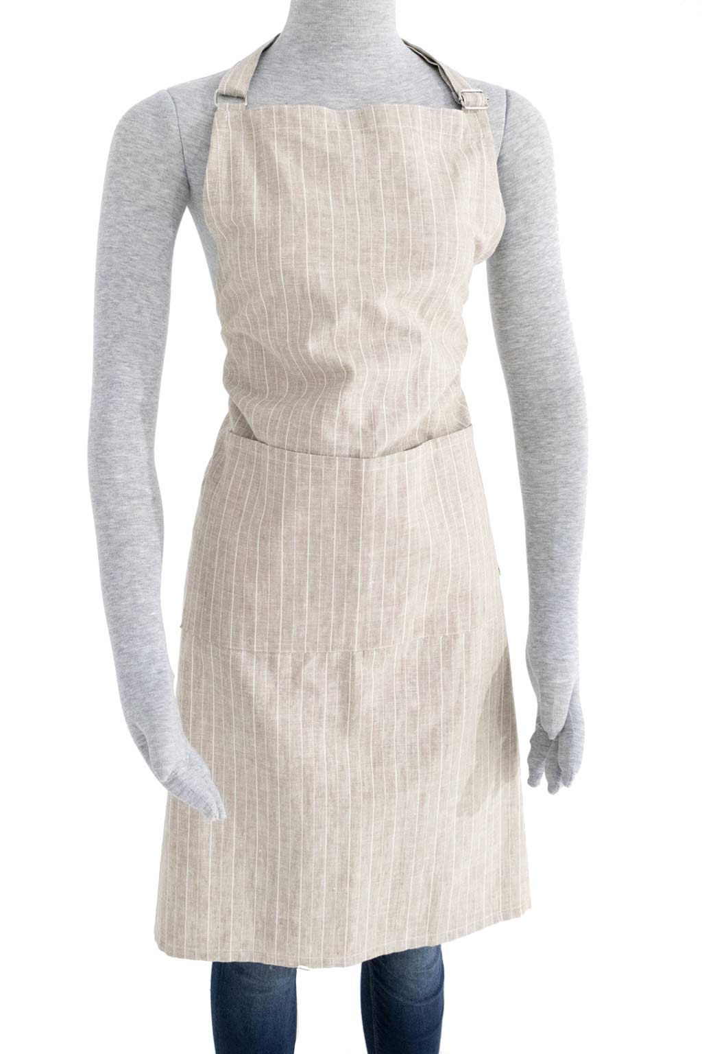 Natural Linen Stripe Adult Apron - Fabric Junkies