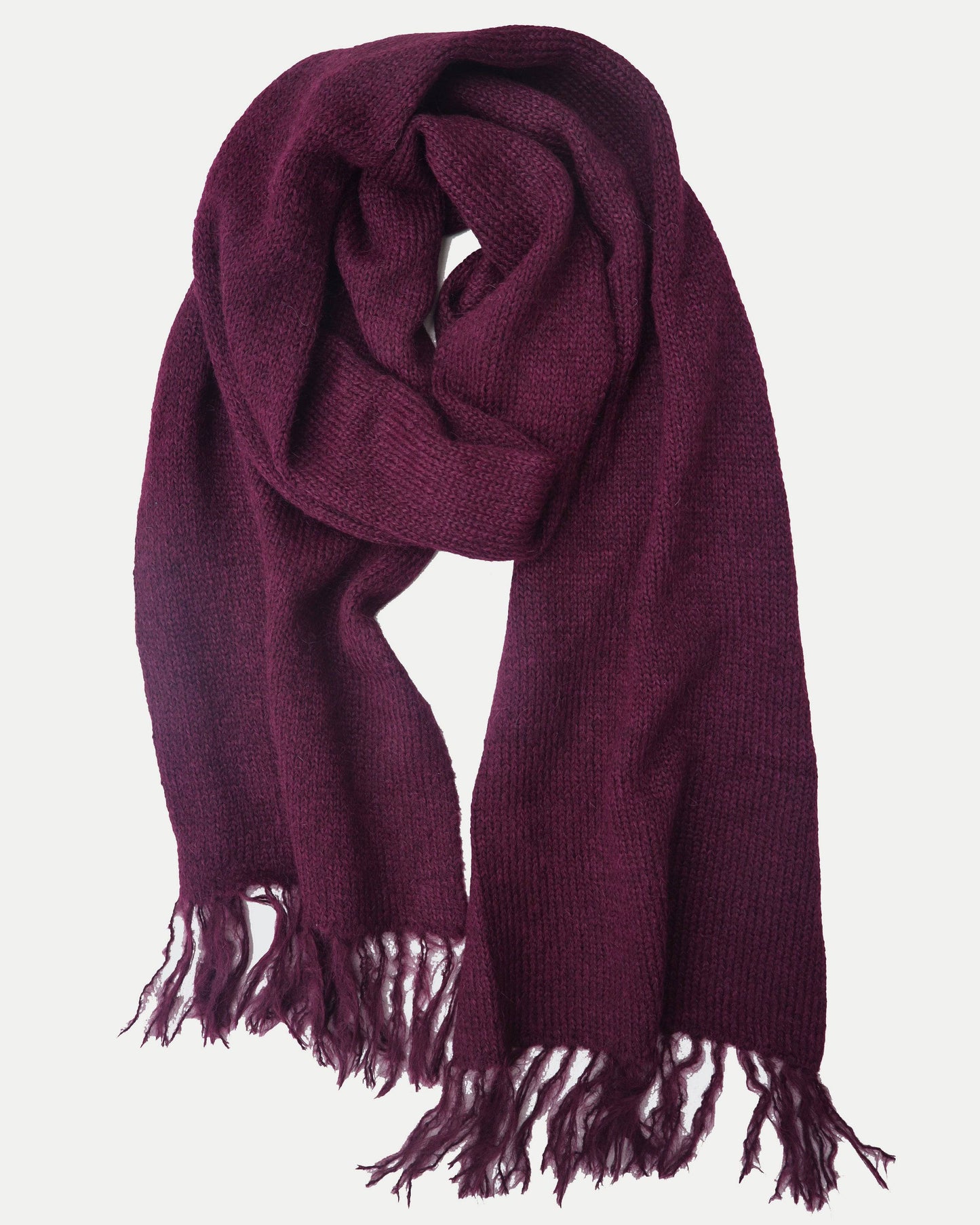 Alpaca Knit Scarf - EGGPLANT - Fabric Junkies