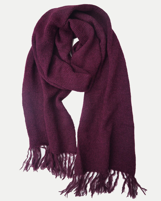 Alpaca Knit Scarf - EGGPLANT - Fabric Junkies