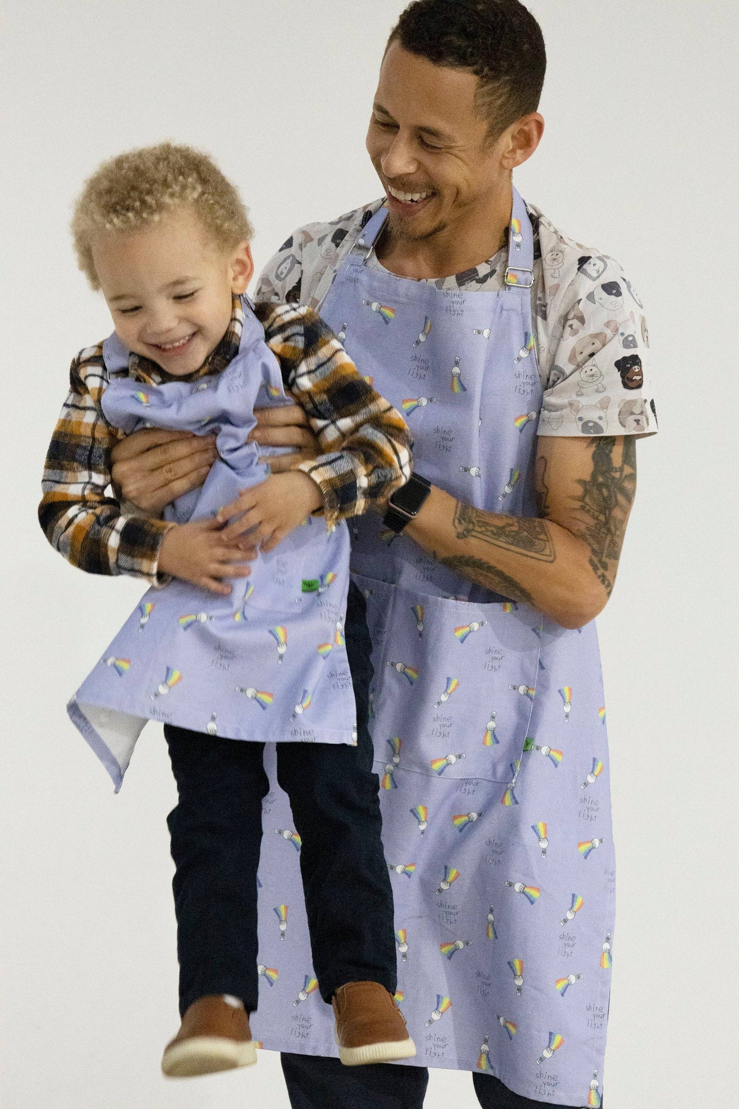 Mommy and Me Aprons - Matching Apron Set - Shine Your Light Cotton Apron Set - Fabric Junkies