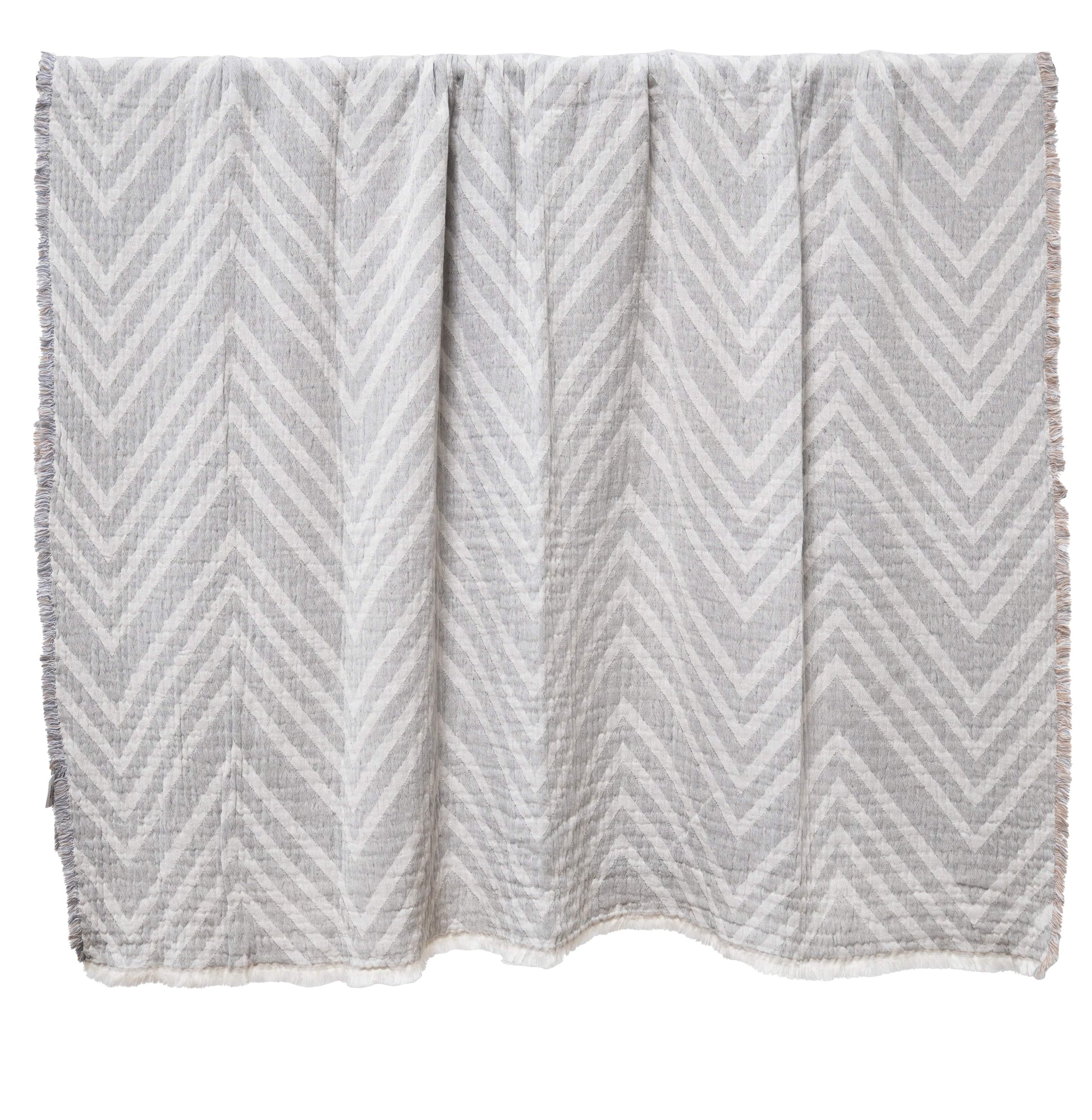 Reversible 100% Cotton Gauze Matelasse Blanket - GRAY - Fabric Junkies