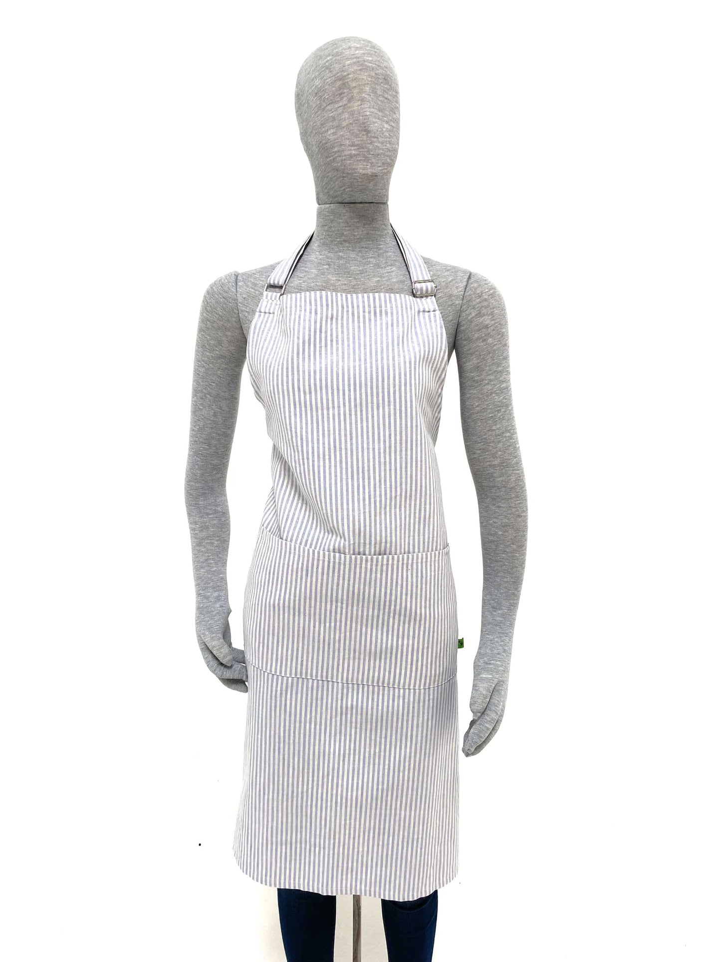 Mommy and Me Aprons - Matching Apron Set - Blue Ticking Stripe Linen Cotton Apron Set - Fabric Junkies