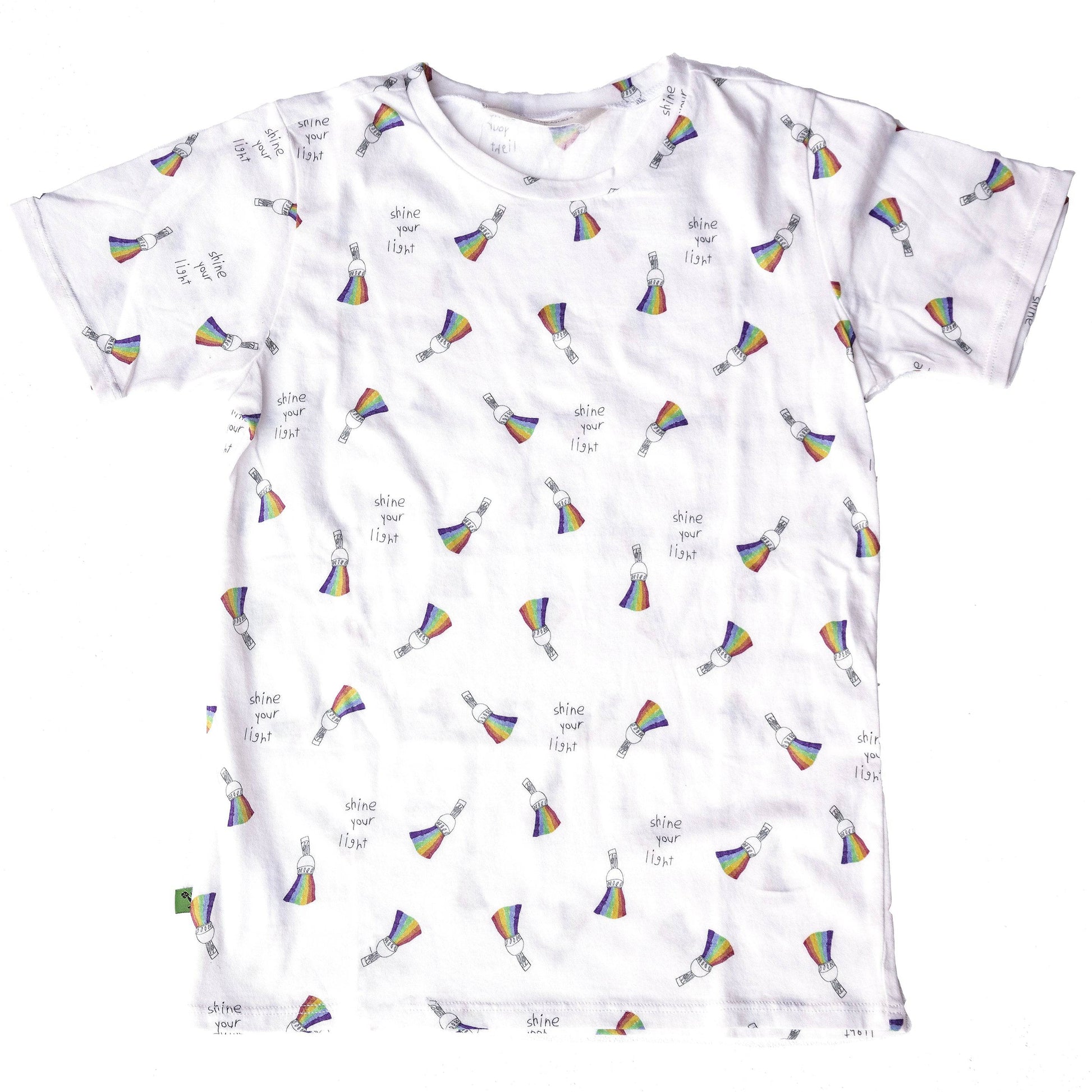 Kids Organic Cotton Rainbow T-shirt - SHINE YOUR LIGHT - Fabric Junkies