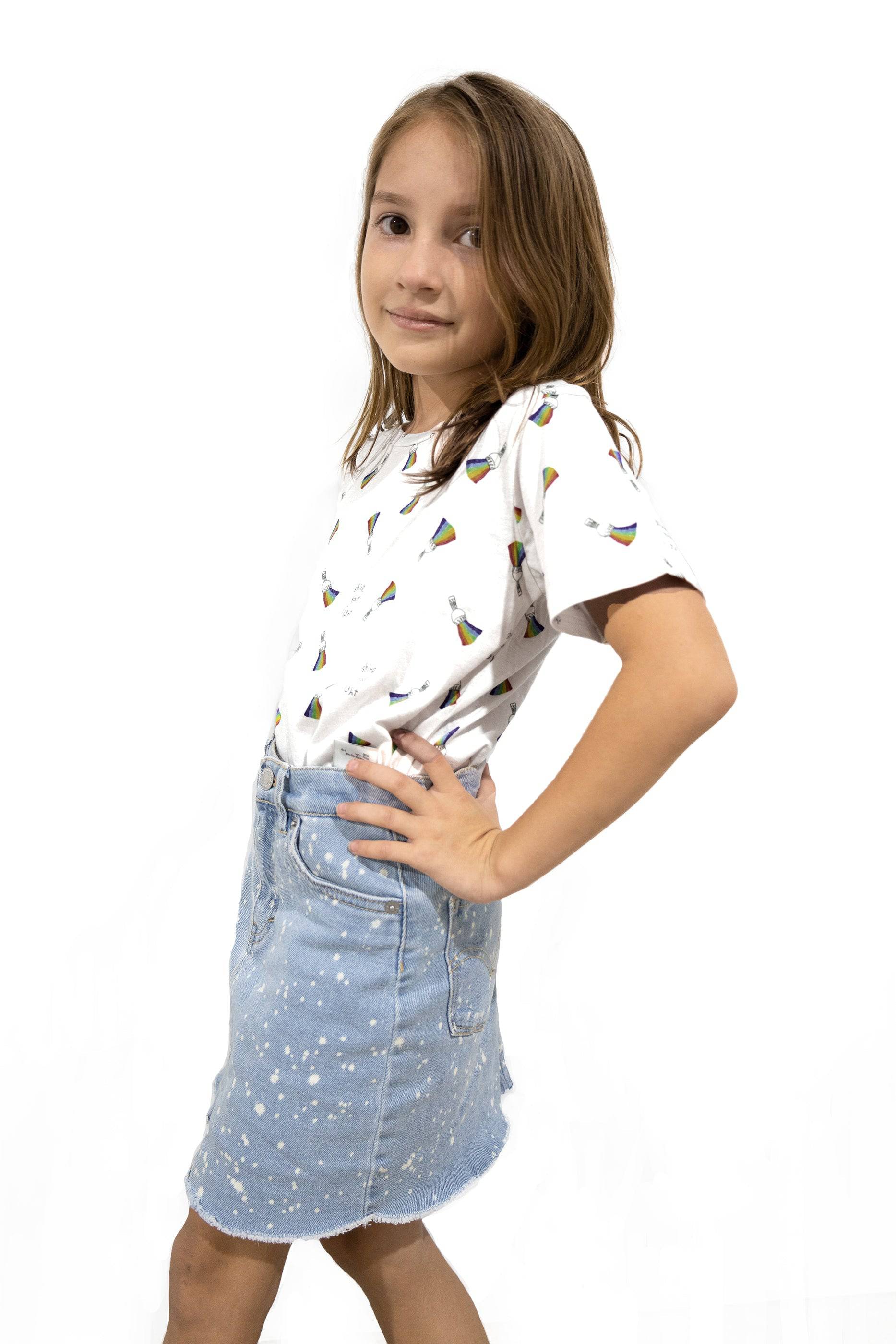 Kids Organic Cotton Rainbow T-shirt - SHINE YOUR LIGHT - Fabric Junkies