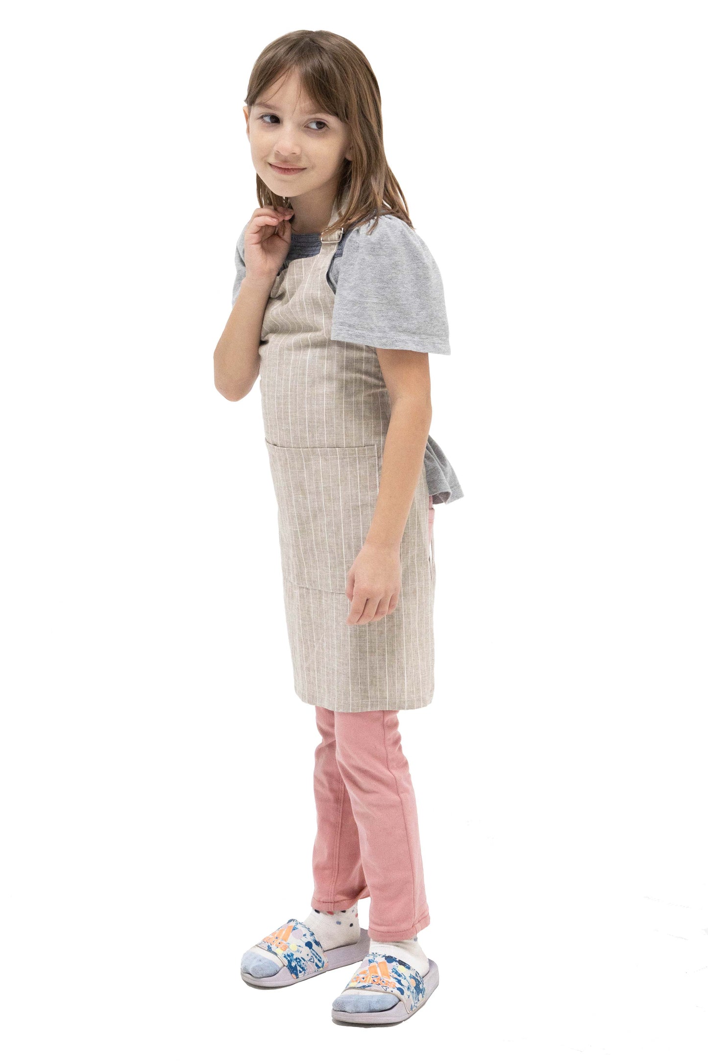 Natural Linen Stripe Children’s Apron - Fabric Junkies