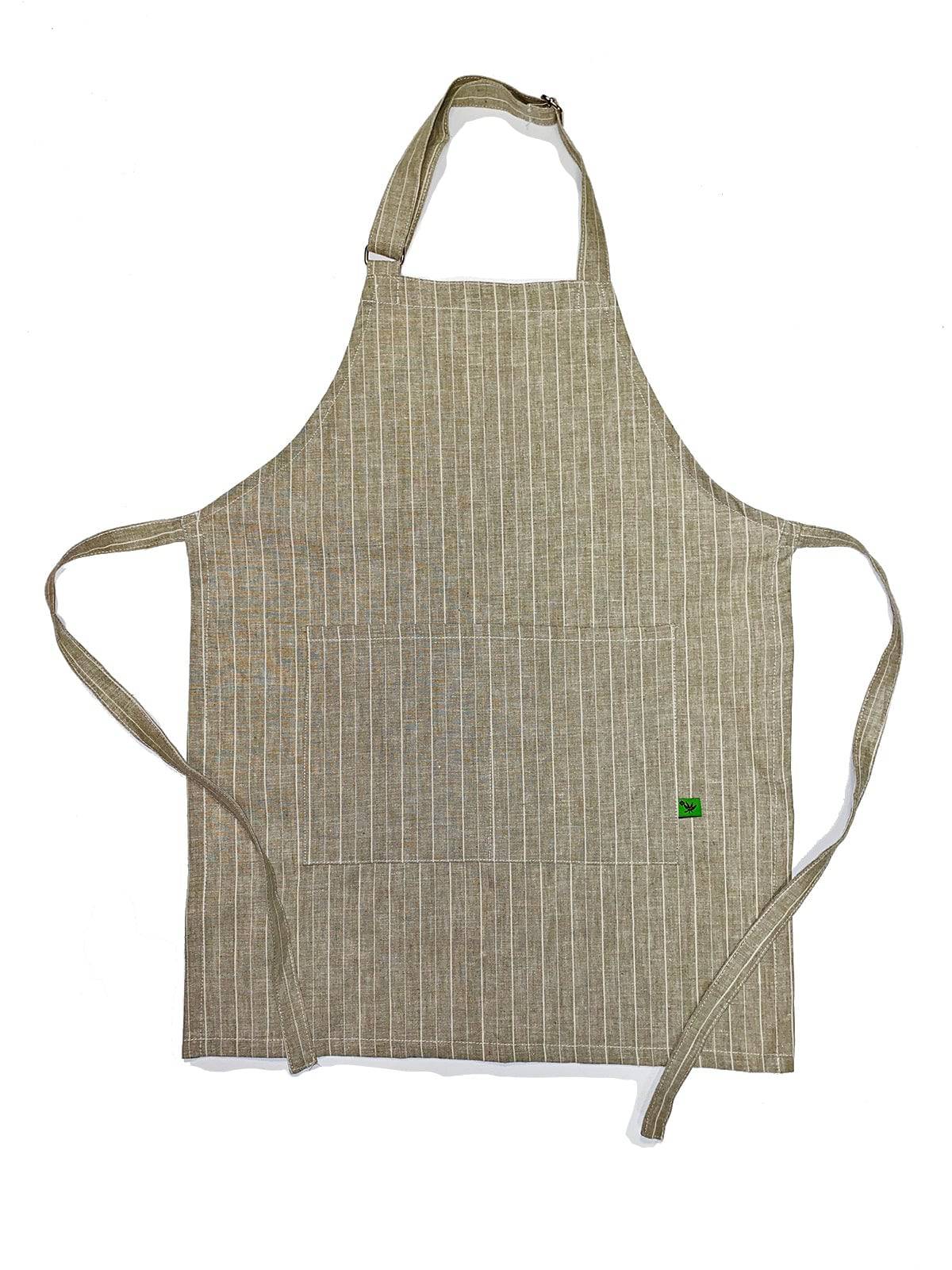 Natural Linen Stripe Adult Apron - Fabric Junkies