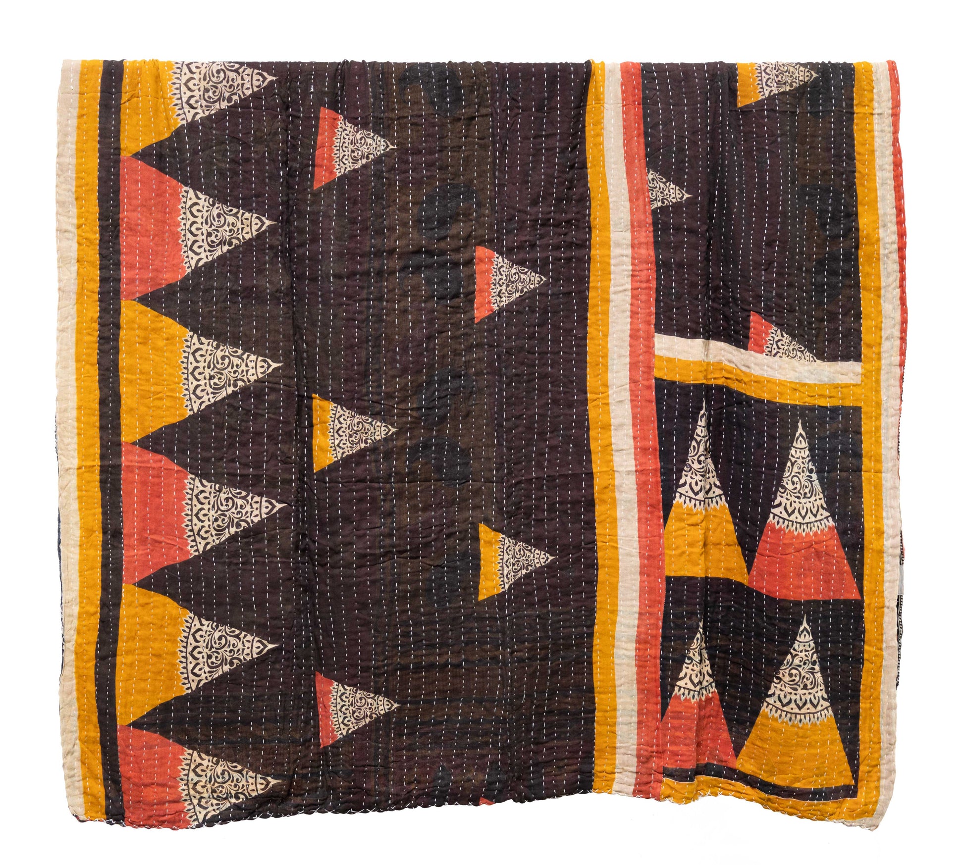 Vintage Cotton Kantha Blanket in Polka Dot - Fabric Junkies