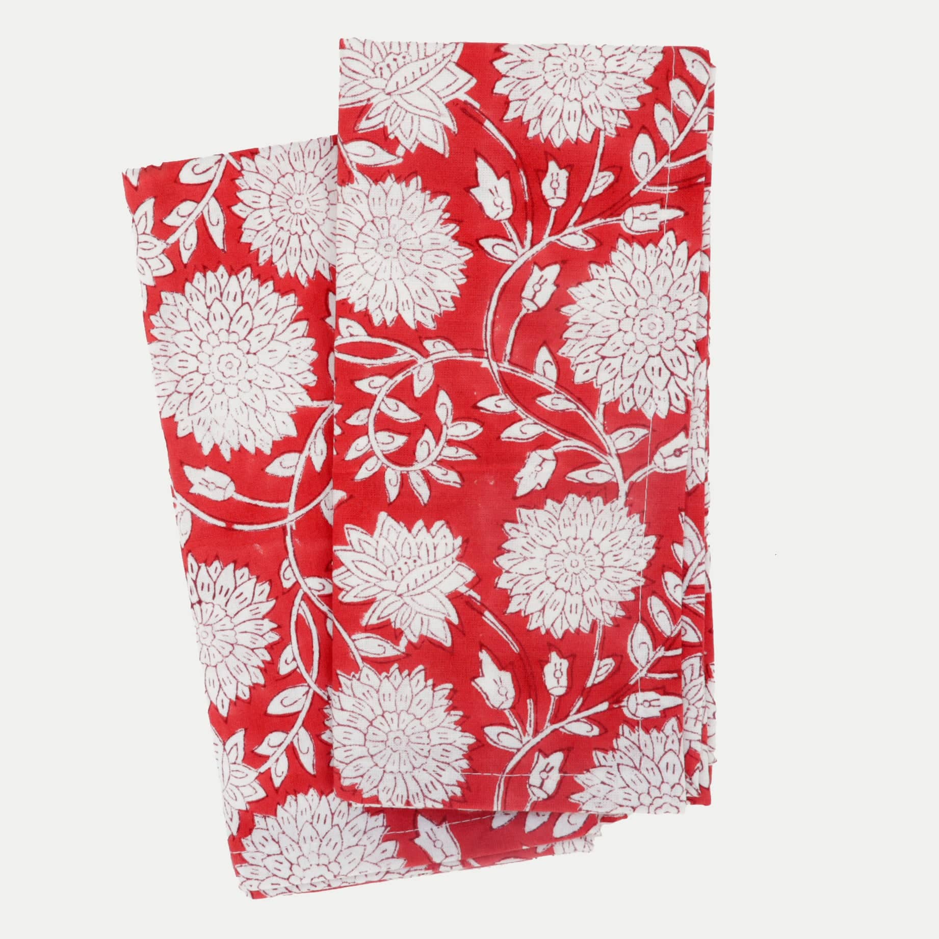 Cotton Cloth Napkin Set - RED - Fabric Junkies