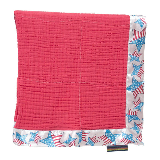 Stars and Stripes Satin Trim Baby Blanket - Fabric Junkies