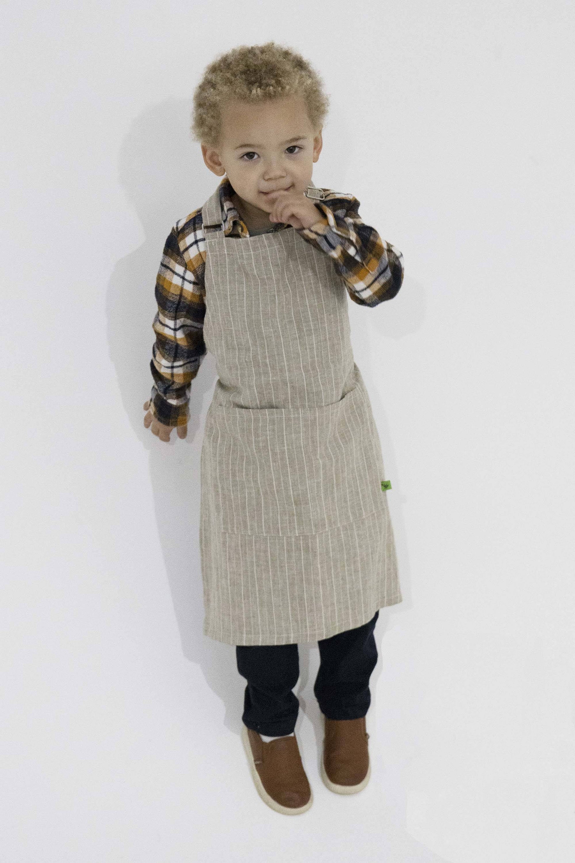 Natural Linen Stripe Children’s Apron - Fabric Junkies