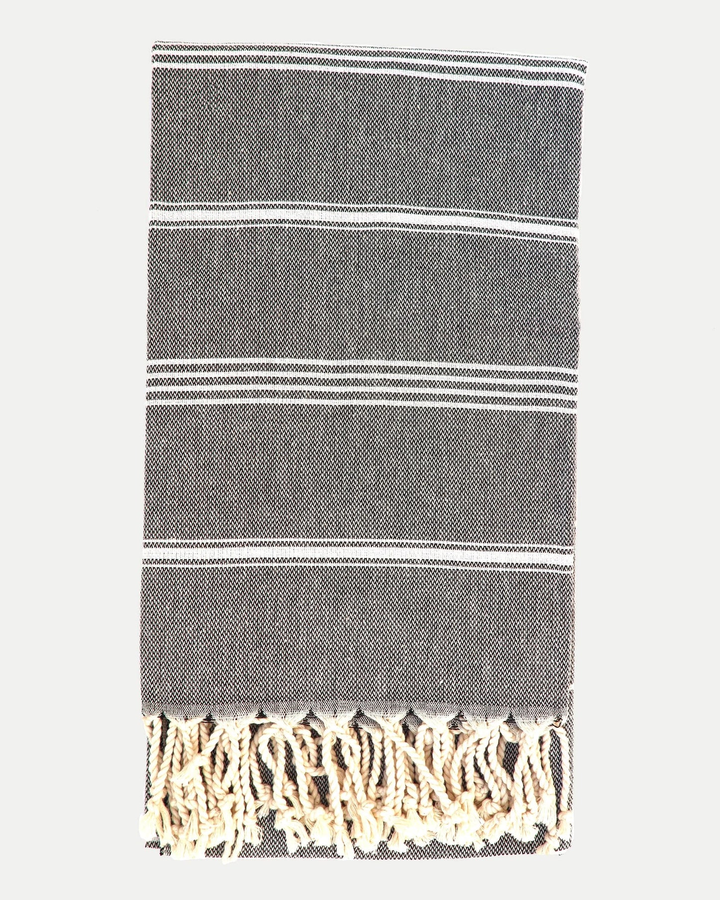 Turkish Bath Sheet - SOFT BLACK STRIPE - Fabric Junkies