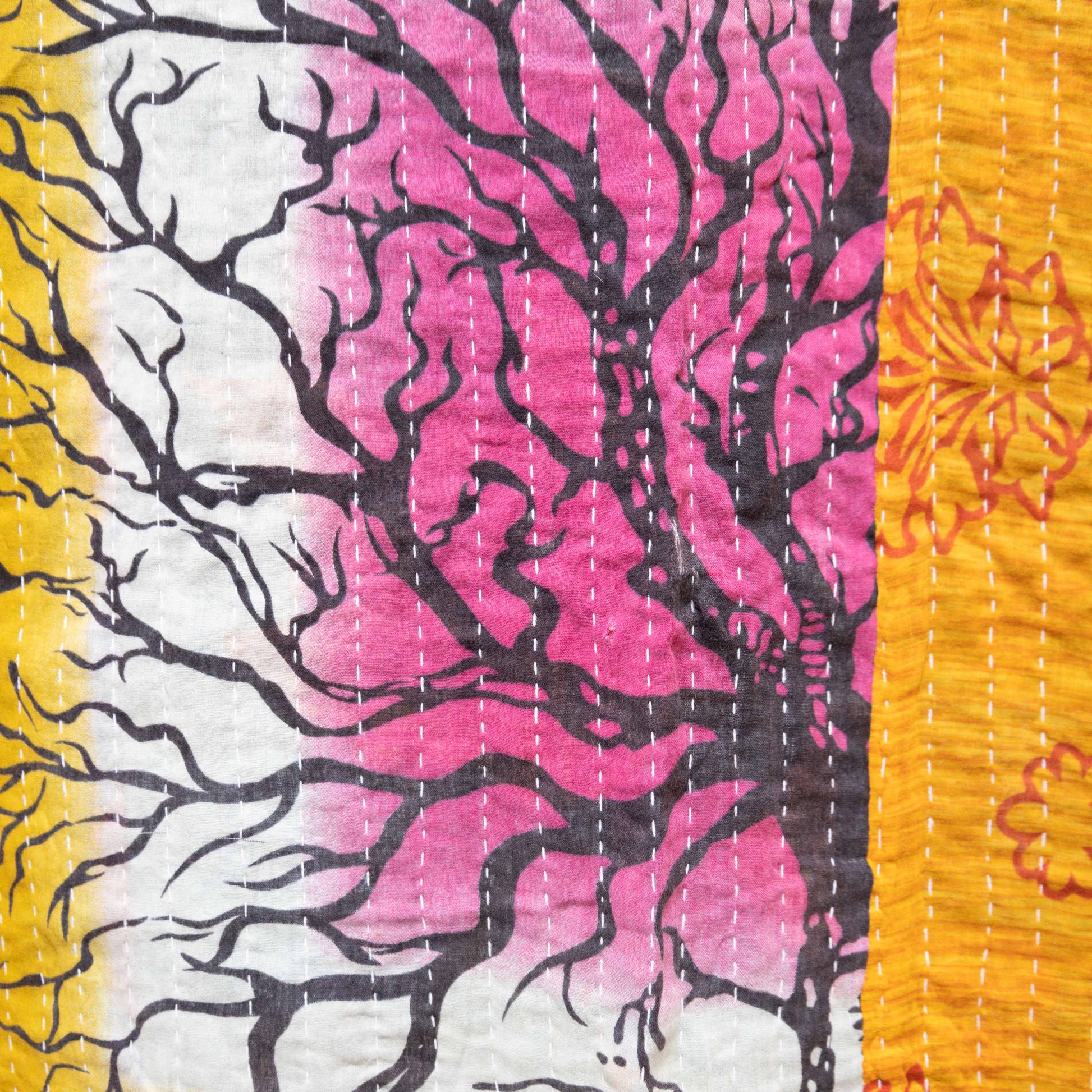 Vintage Cotton Kantha Blanket in Tree of Life - Fabric Junkies