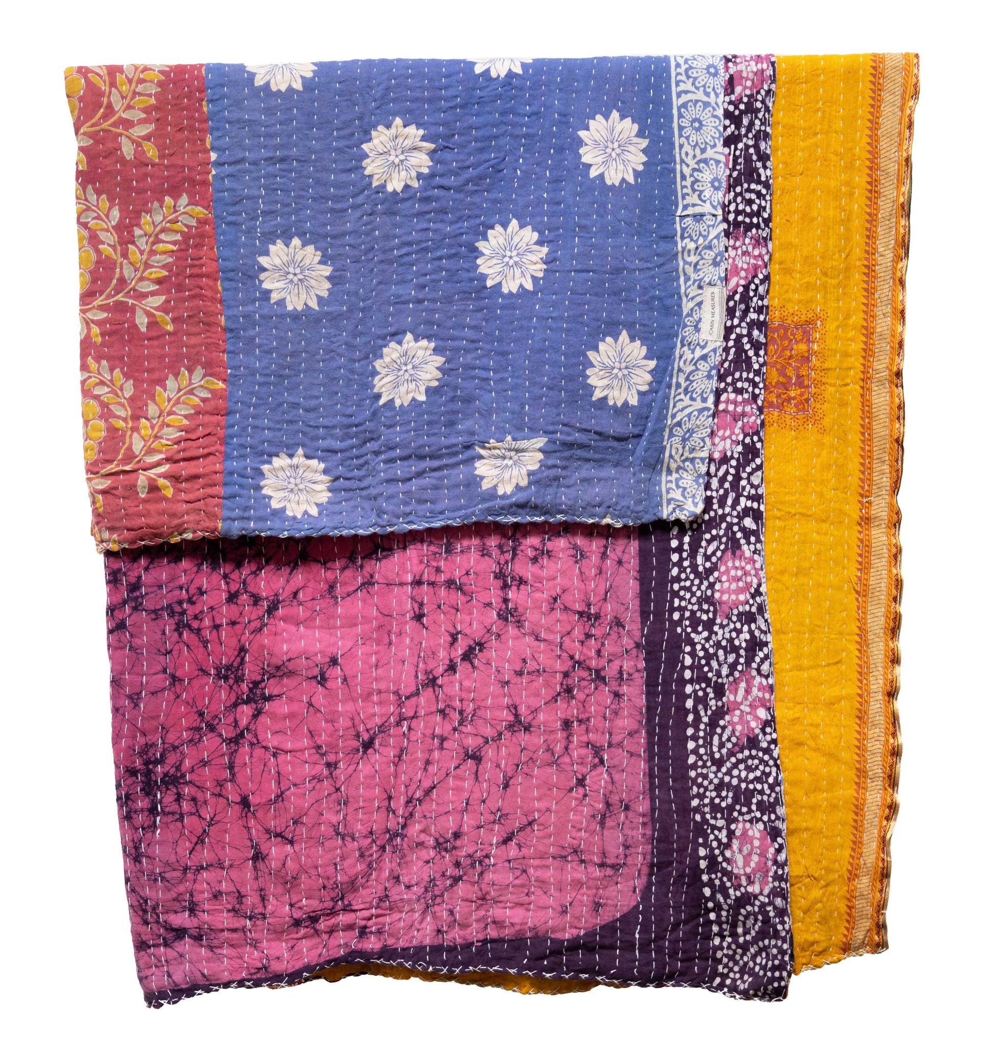 Vintage Cotton Kantha Blanket in Spring Flowers - Fabric Junkies