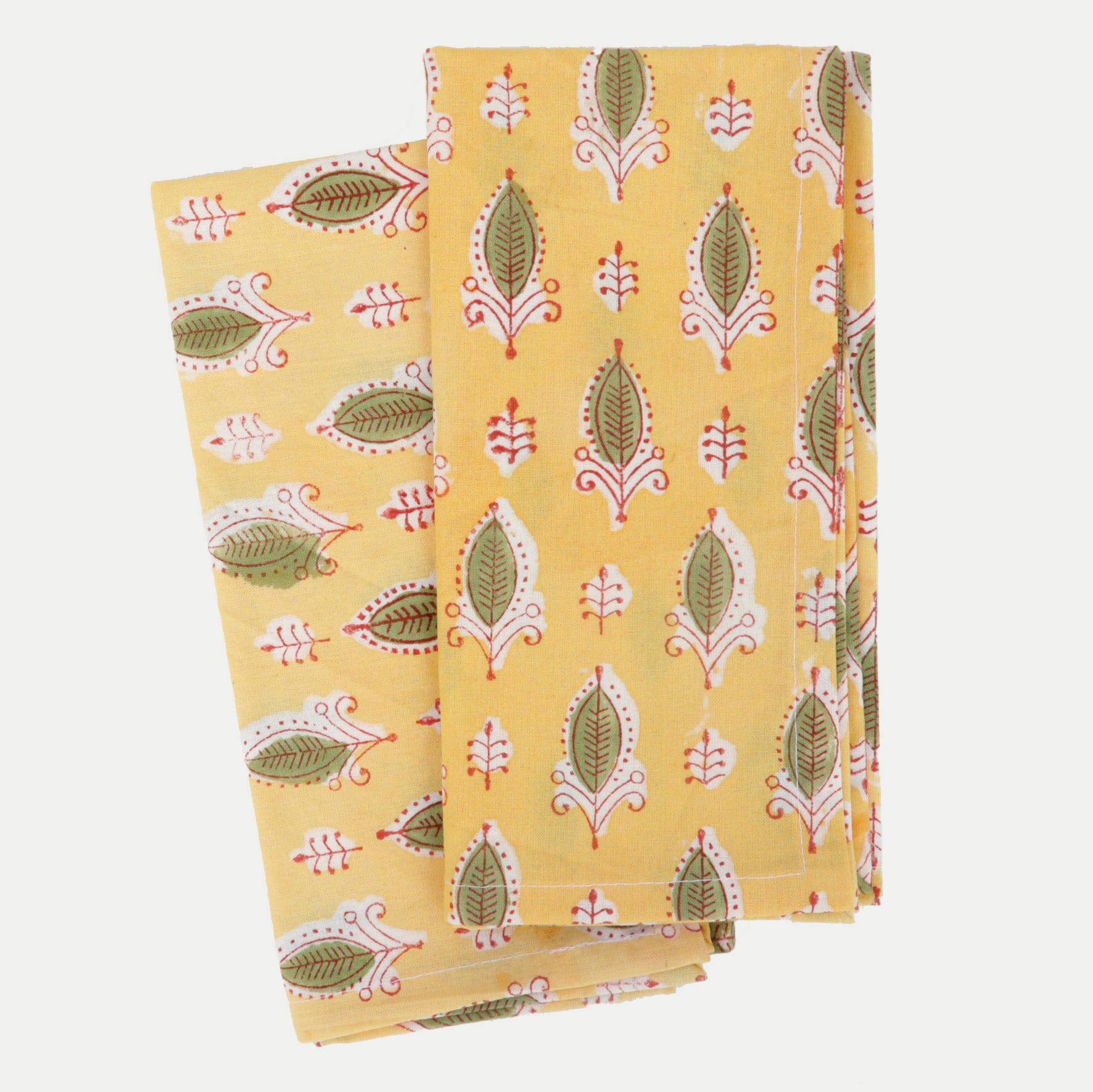 Cotton Cloth Napkin Set - YELLOW - Fabric Junkies